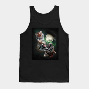 3 Tiger Moon, Wolf Tigers, Wolves Howling Tank Top